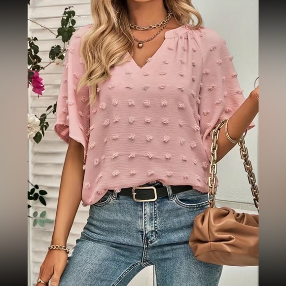 Boho V neck Swiss dot blouse - Picture 5 of 16